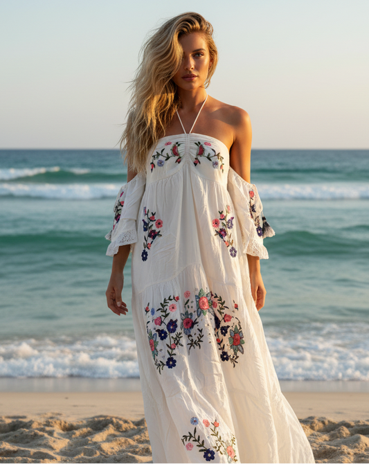 Maxi Kleid Gipsy Queen White Blue