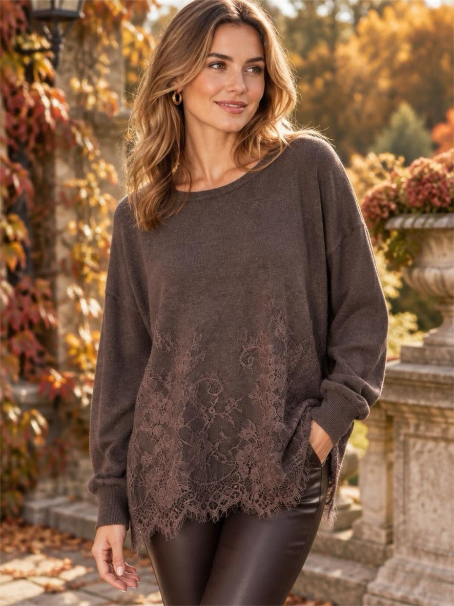 Strickpullover mit Spitze