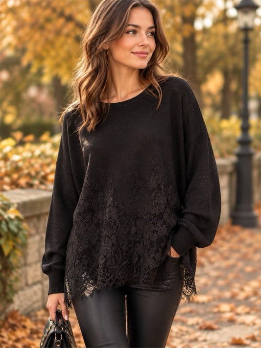 Strickpullover mit Spitze