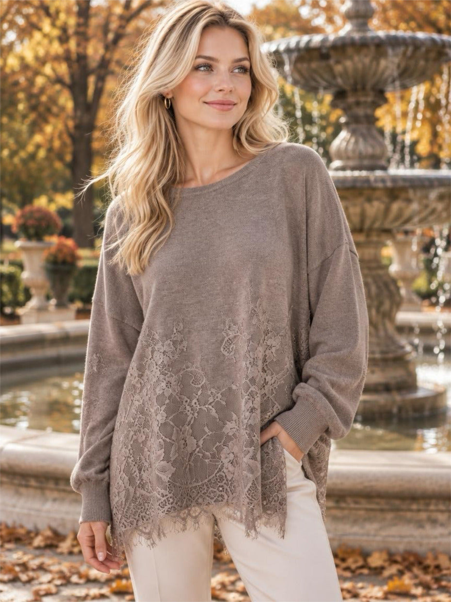 Strickpullover mit Spitze