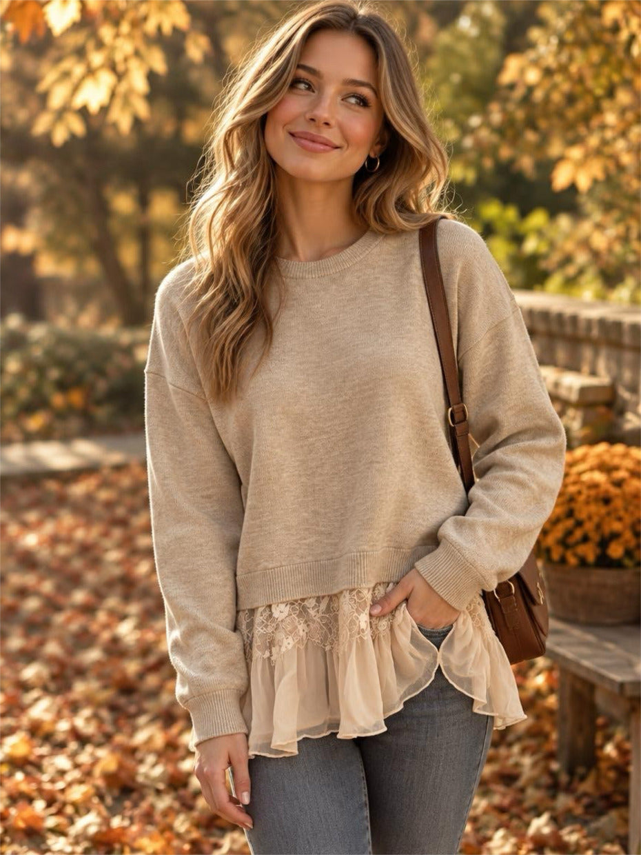 Strickpullover mit Volant-Saum