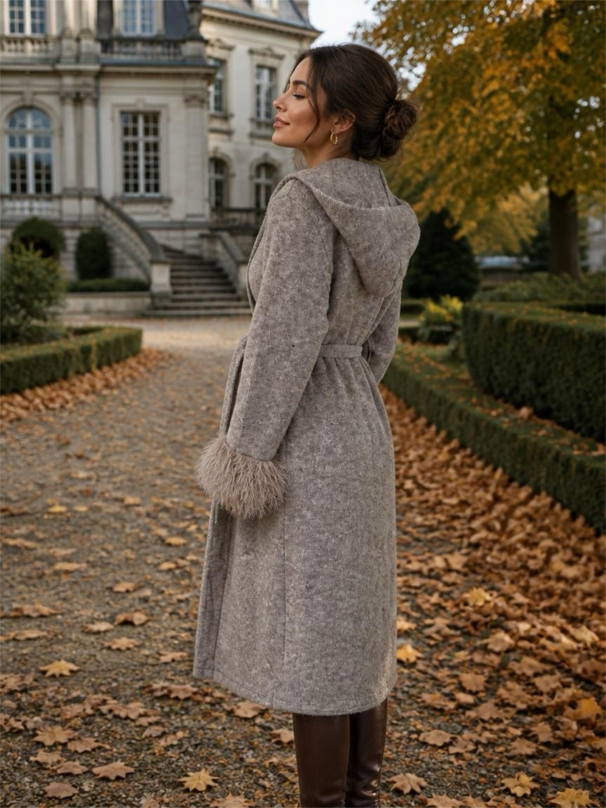 Strickmantel mit Kapuze