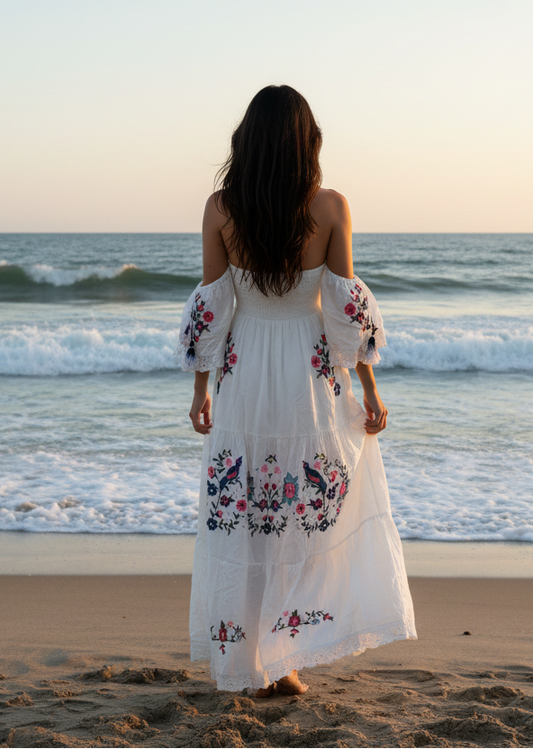 Maxi Kleid Gipsy Queen White Blue