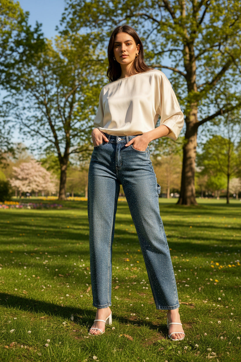 Banana Worker Jeans mit Glitzer